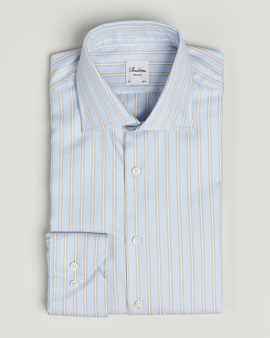 Herre | Skjorter | Stenströms | Regular Fit Twill Stripe Cut Away Shirt Blue