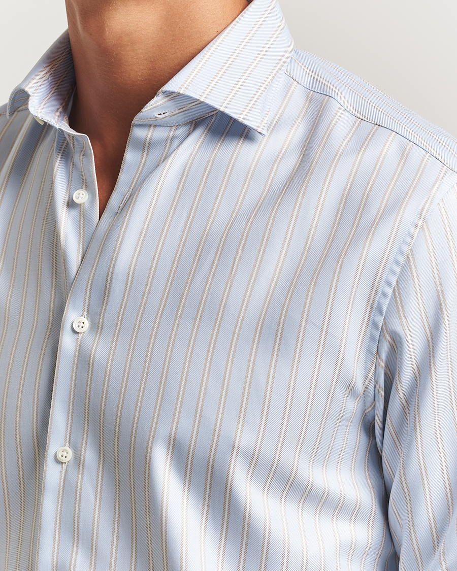 Herre | Skjorter | Stenströms | Regular Fit Twill Stripe Cut Away Shirt Blue