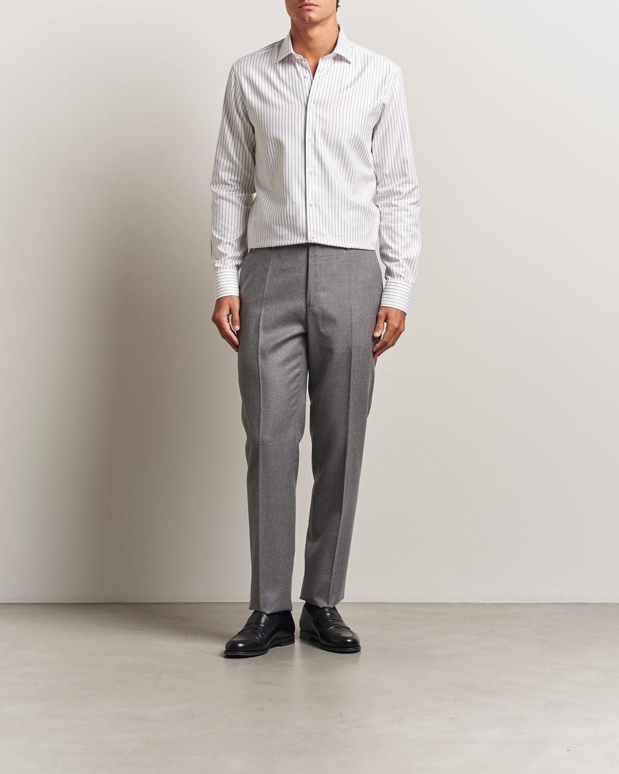 Herre | Skjorter | Stenströms | Regular Fit Oxford Stripe Cut Away Shirt White