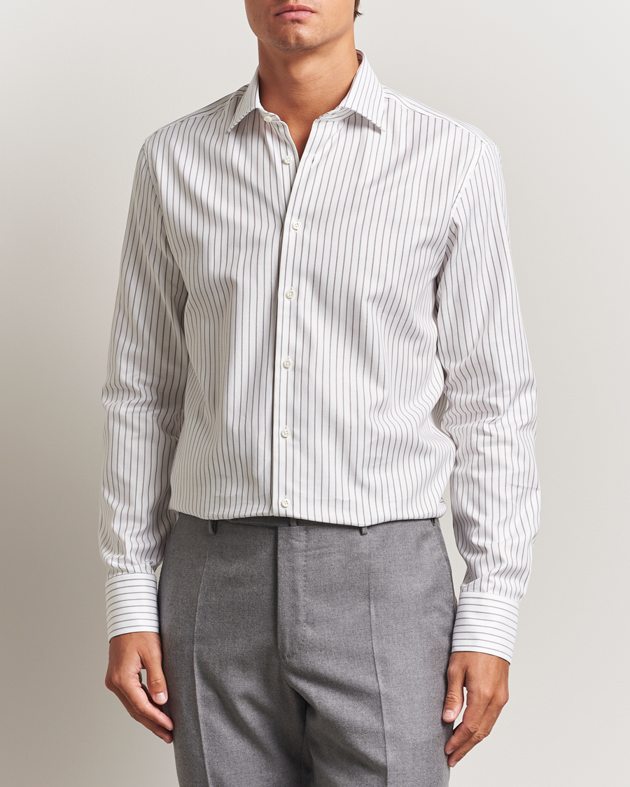 Herre | Skjorter | Stenströms | Regular Fit Oxford Stripe Cut Away Shirt White
