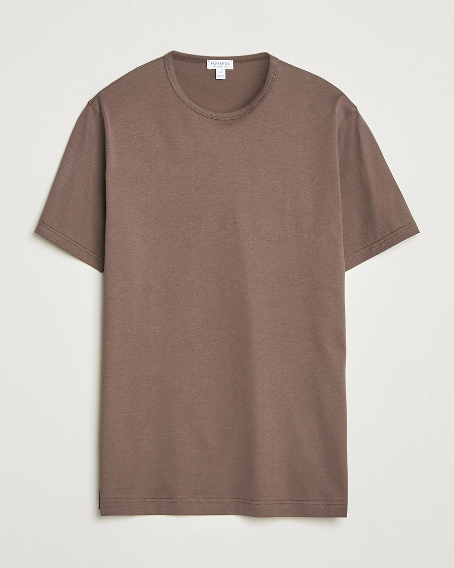 Herre | T-Shirts | Sunspel | Crew Neck Q82 Cotton T-Shirt Bark