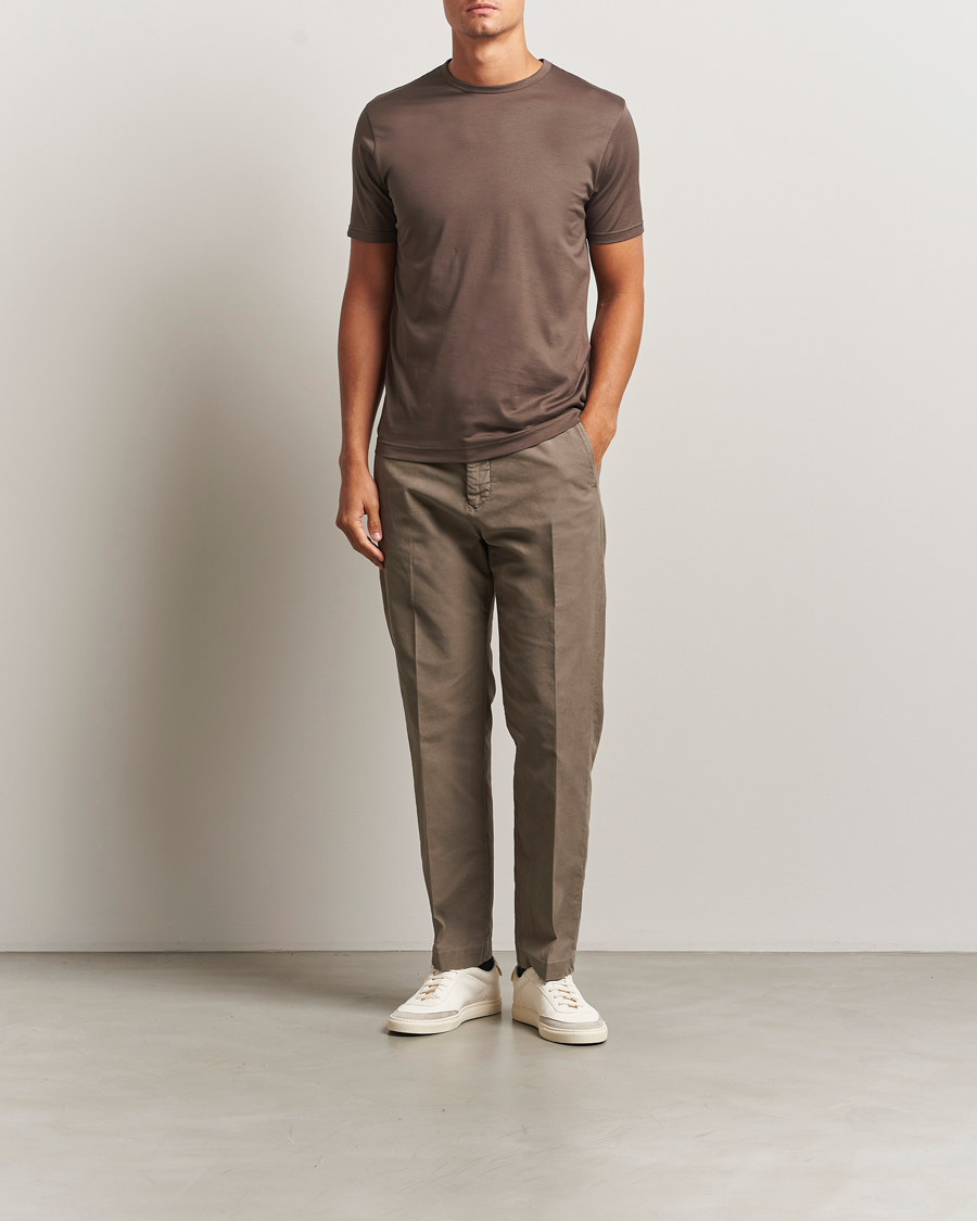 Herre | T-Shirts | Sunspel | Crew Neck Q82 Cotton T-Shirt Bark