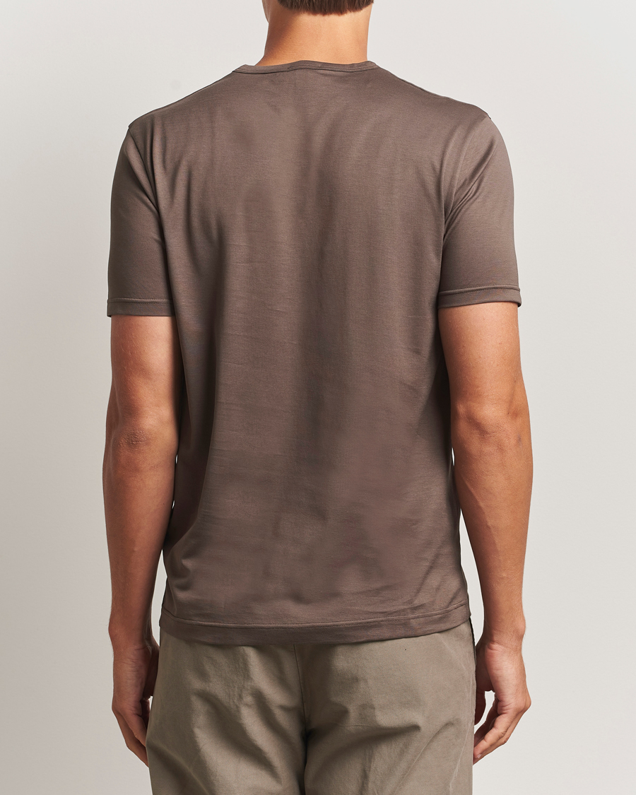 Herre | T-Shirts | Sunspel | Crew Neck Q82 Cotton T-Shirt Bark