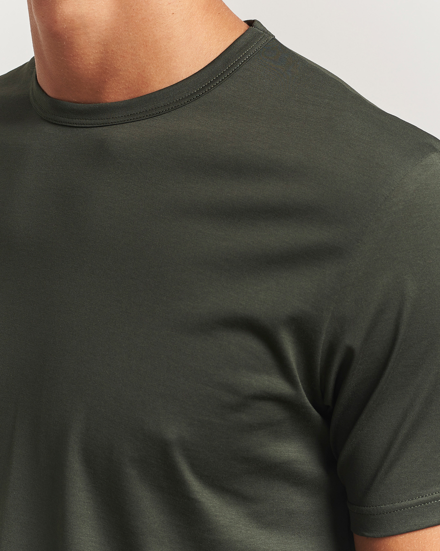 Herre | T-Shirts | Sunspel | Crew Neck Q82 Cotton T-Shirt Dark Green