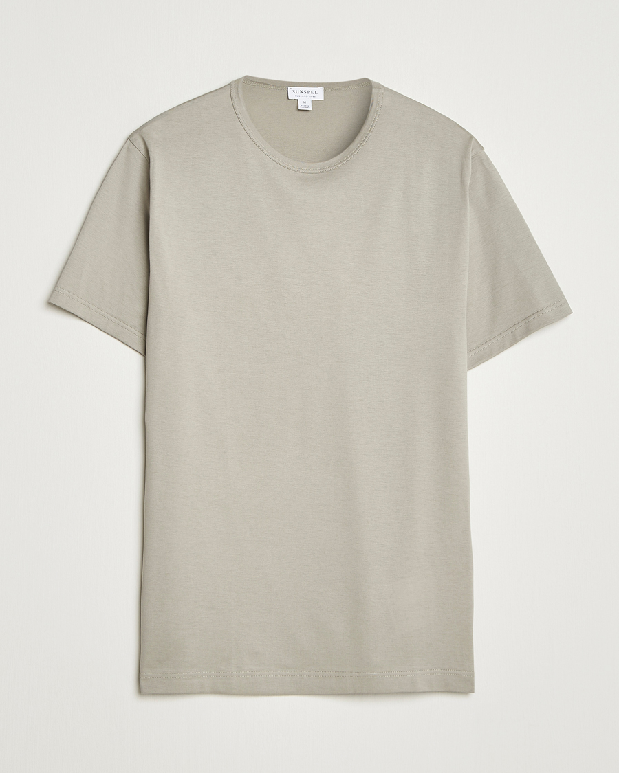 Herre | T-Shirts | Sunspel | Crew Neck Q82 Cotton T-Shirt Fog