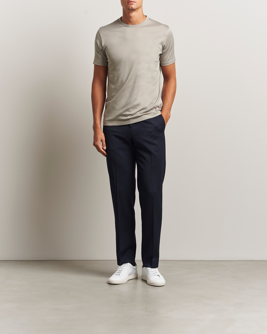 Herre | T-Shirts | Sunspel | Crew Neck Q82 Cotton T-Shirt Fog