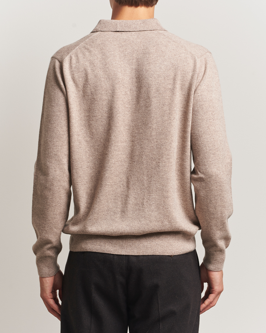 Herre | Gensere | Sunspel | Cashmere Polo Oatmeal Melange