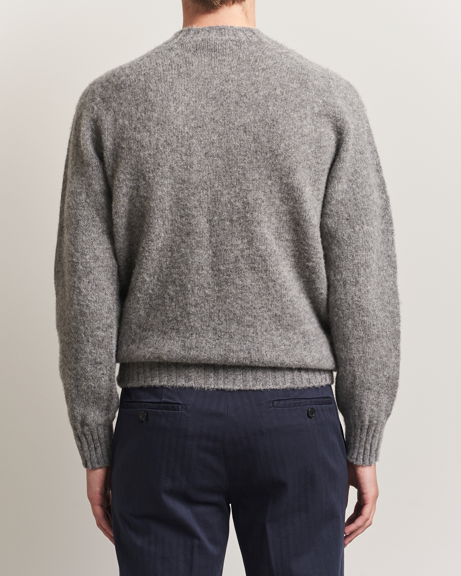 Herre | Gensere | Sunspel | Brushed Shetland Crew Neck Mid Grey Melange