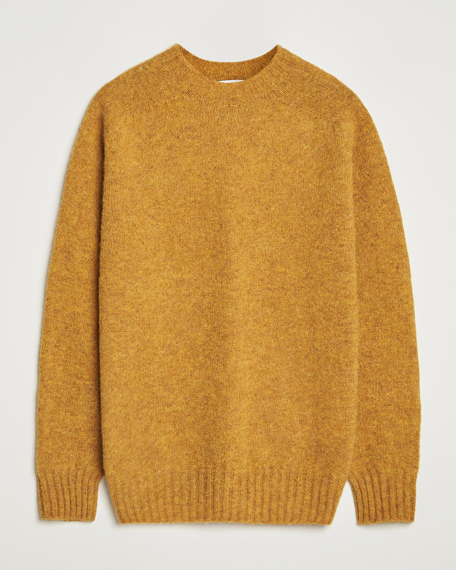 Herre | Gensere | Sunspel | Brushed Shetland Crew Neck Saffron