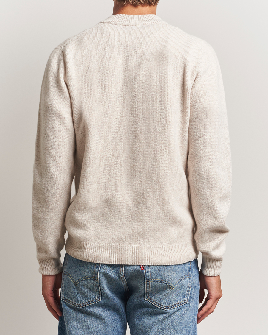Herre | Gensere | Sunspel | Knitted Lambswool V-Neck Oatmeal Melange