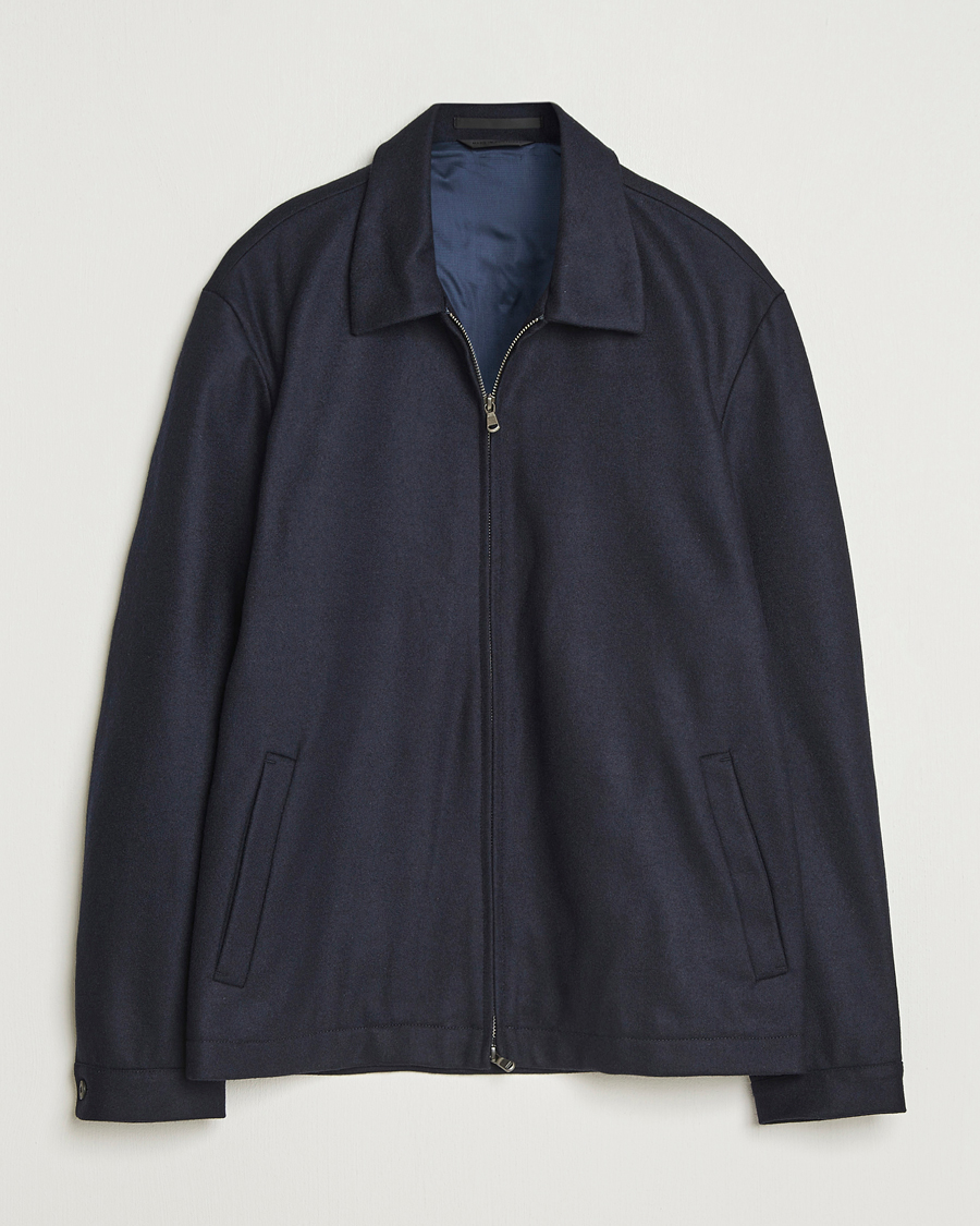 Herre | Jakker | Sunspel | Boiled Wool Jersey Jacket Navy