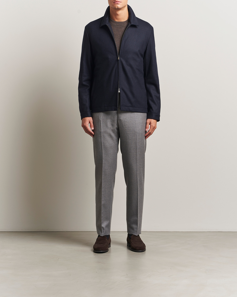 Herre | Jakker | Sunspel | Boiled Wool Jersey Jacket Navy