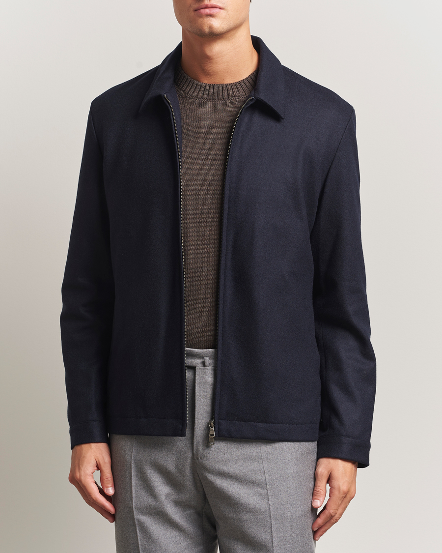 Herre | Jakker | Sunspel | Boiled Wool Jersey Jacket Navy