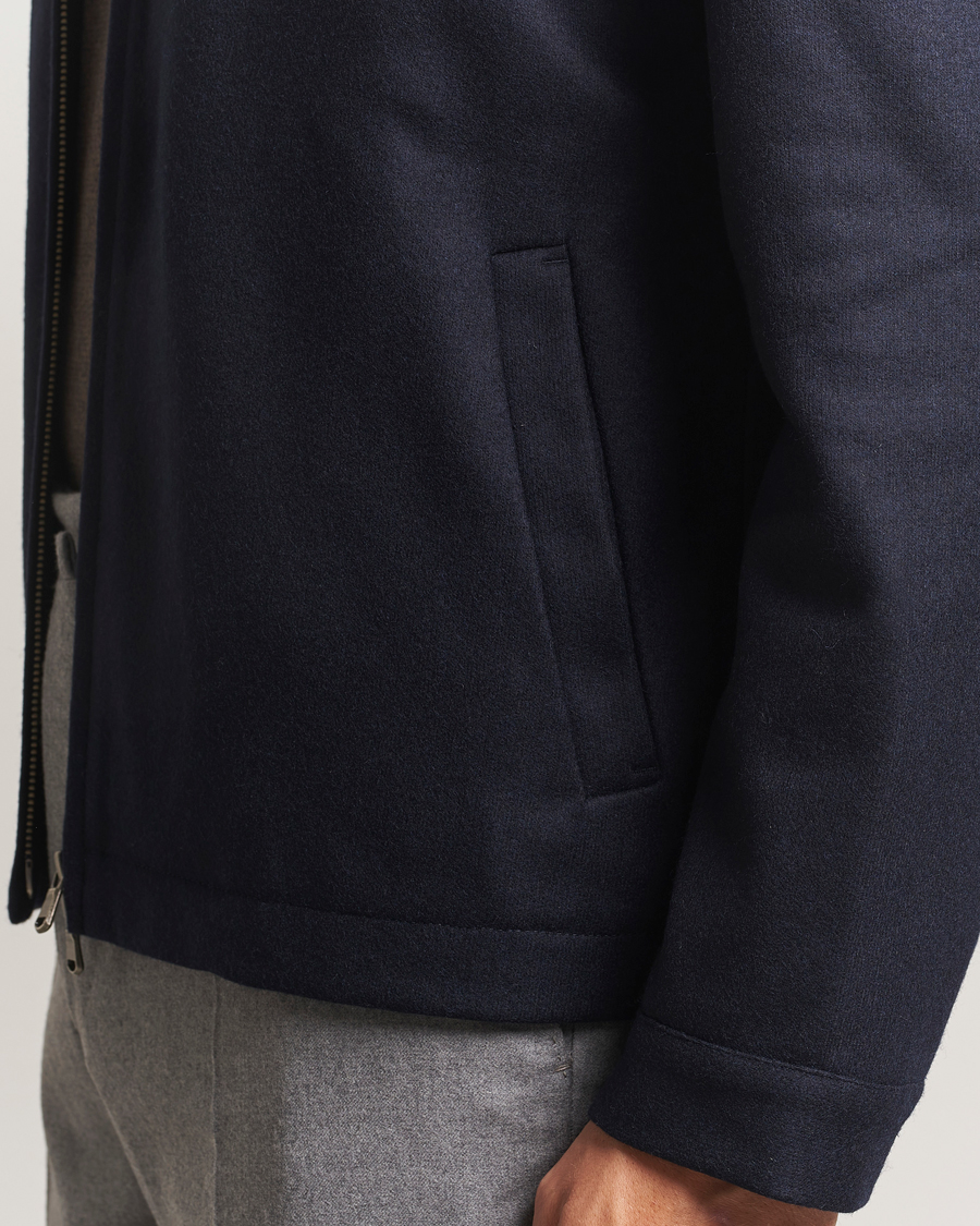 Herre | Jakker | Sunspel | Boiled Wool Jersey Jacket Navy
