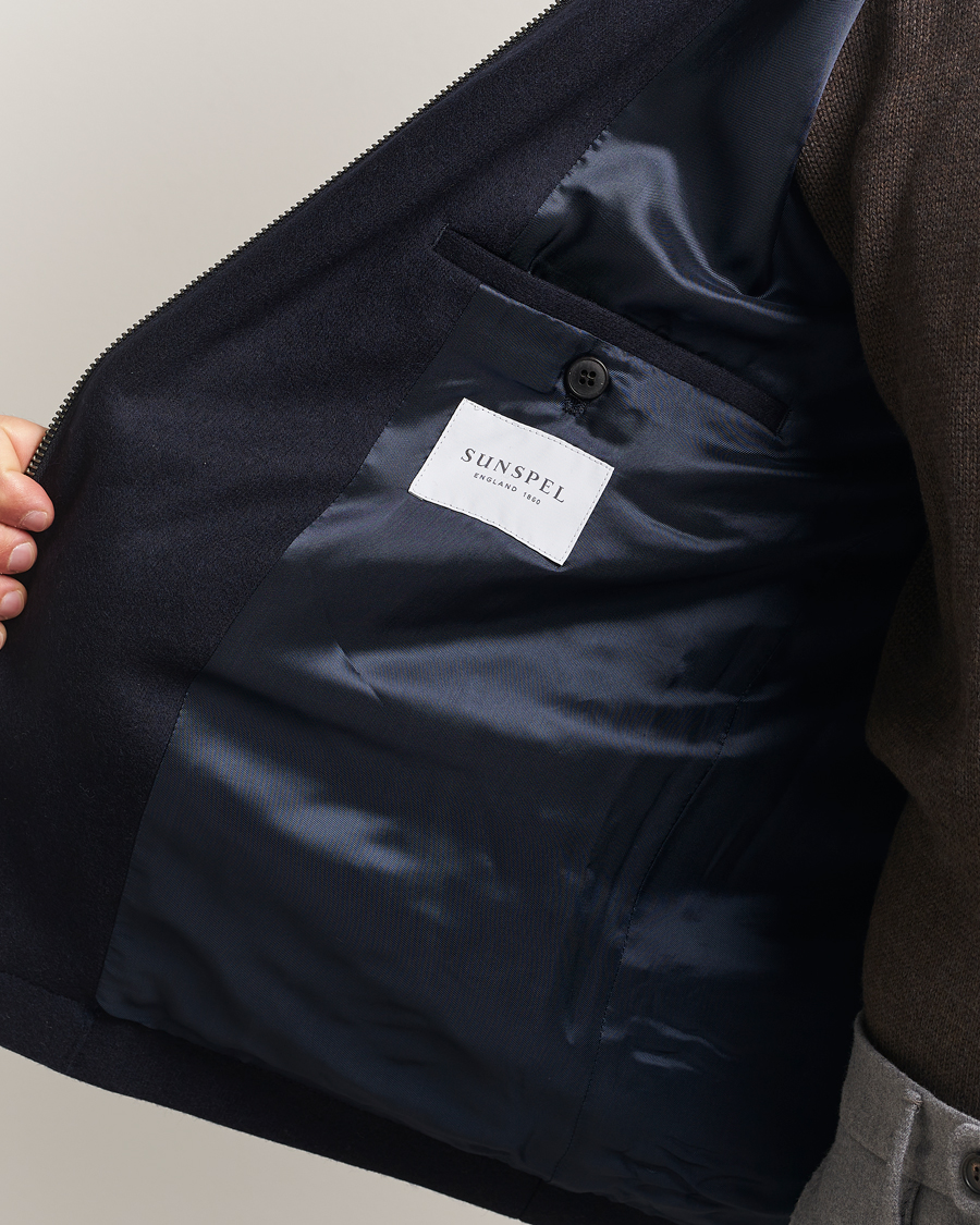 Herre | Jakker | Sunspel | Boiled Wool Jersey Jacket Navy