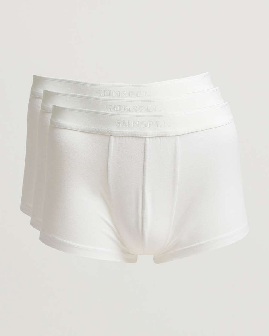 Herre | Undertøy | Sunspel | 3-Pack Cotton Stretch Trunk White