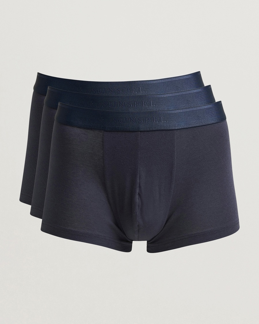 Herre | Undertøy | Sunspel | 3-Pack Cotton Stretch Trunk Navy