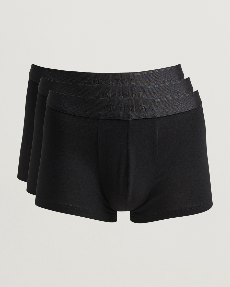 Herre | Undertøy | Sunspel | 3-Pack Cotton Stretch Trunk Black