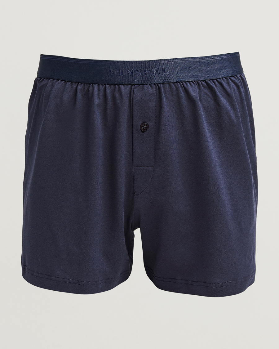 Herre | Undertøy | Sunspel | Superfine One Button Boxer Navy