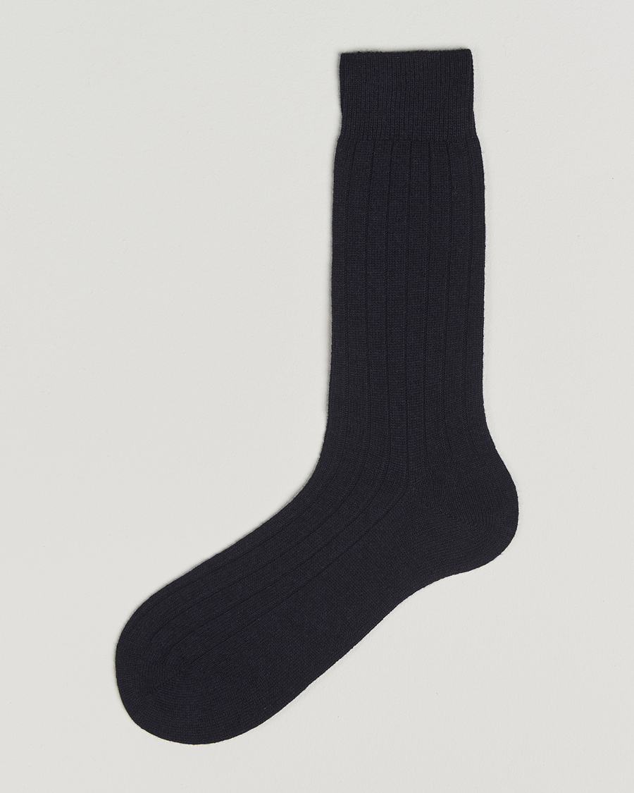 Herre | Undertøy | Bresciani | Wool/Cashmere Ribbed Socks Navy