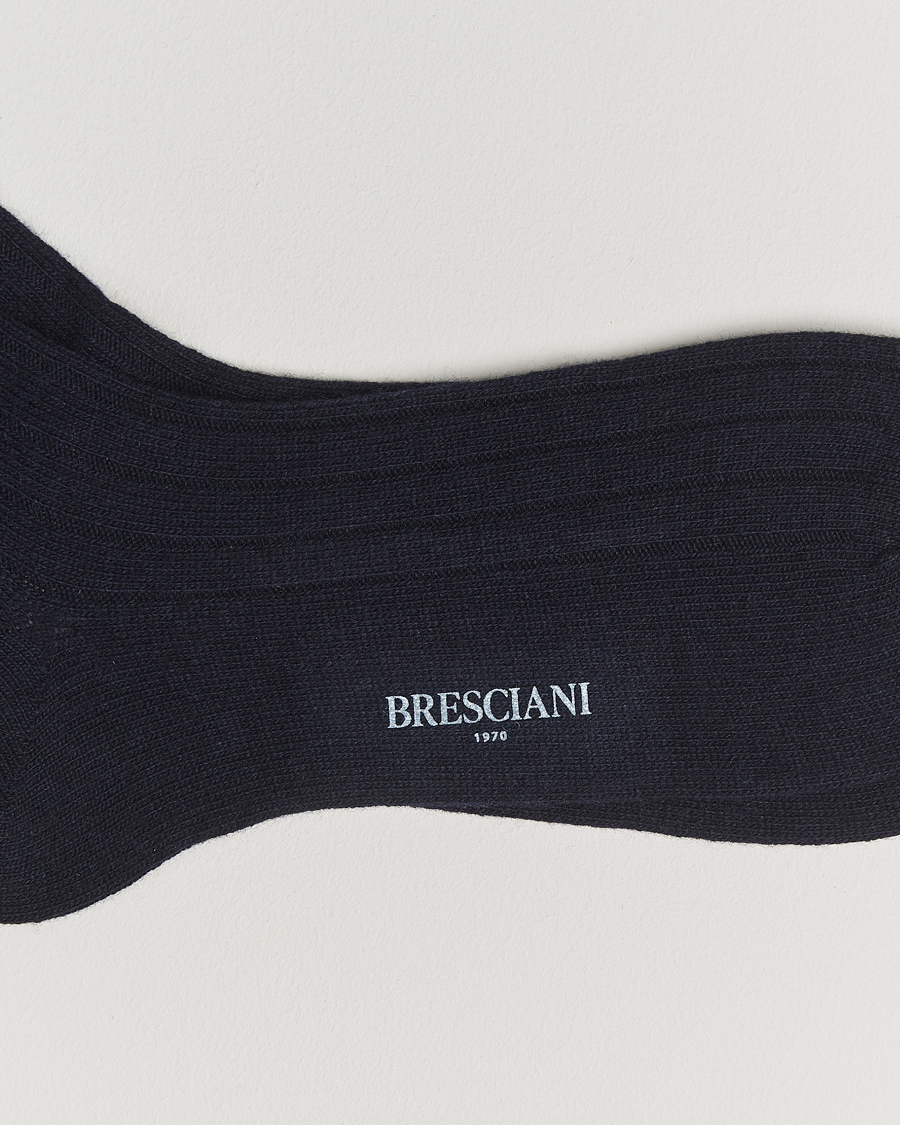 Herre | Undertøy | Bresciani | Wool/Cashmere Ribbed Socks Navy