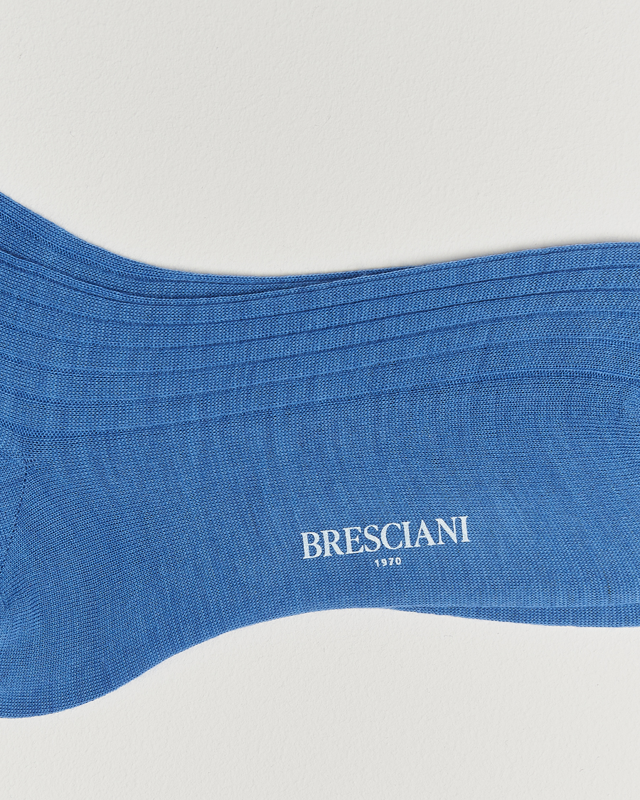 Herre | Undertøy | Bresciani | Wool/Nylon Ribbed Short Socks Light Blue
