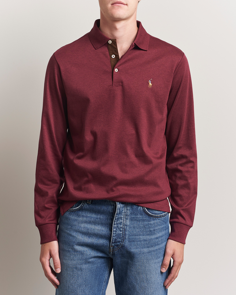 Herre | Pikéer | Polo Ralph Lauren | Pima Cotton Custom Slim Fit LS Polo Spring Wine Heather