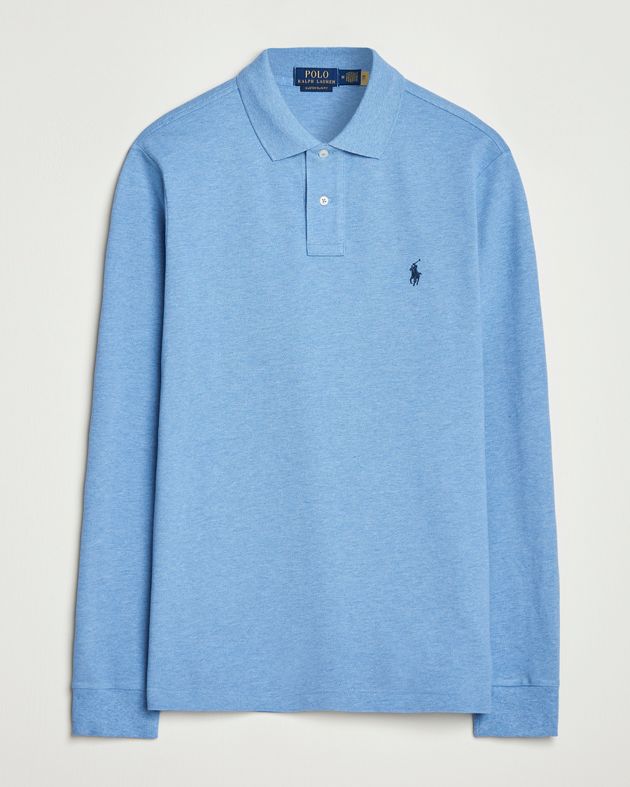 Herre | Pikéer | Polo Ralph Lauren | Custom Slim Fit Long Sleeve Polo Soft Royal Heather