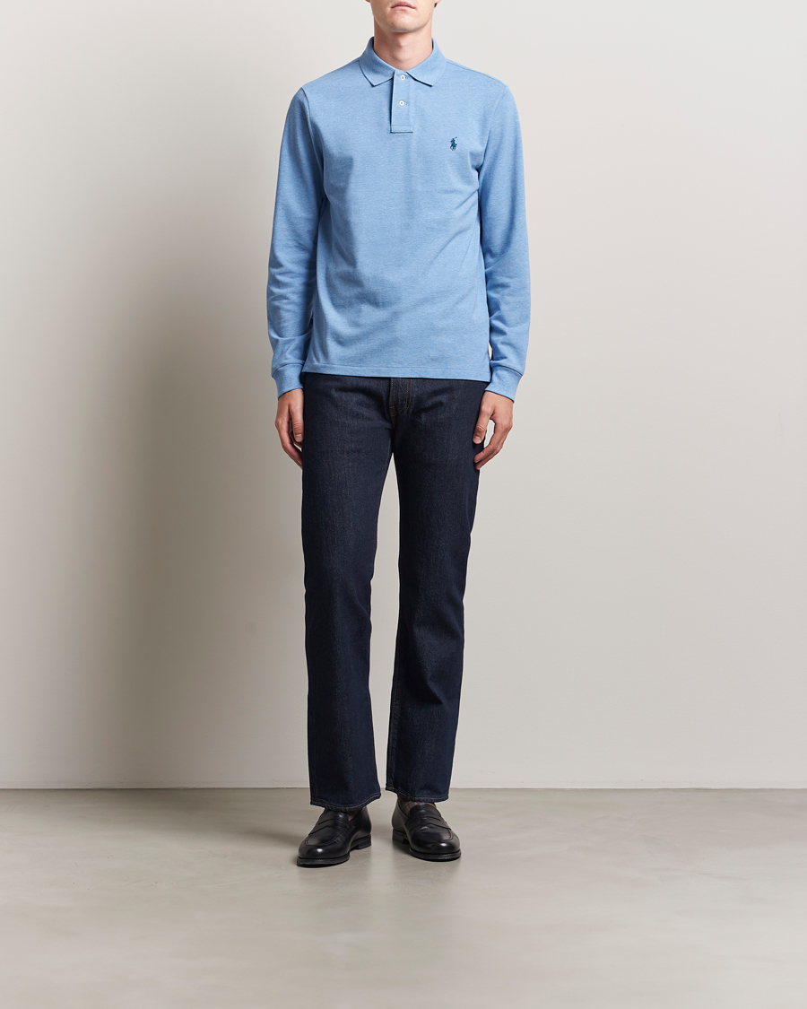 Herre | Pikéer | Polo Ralph Lauren | Custom Slim Fit Long Sleeve Polo Soft Royal Heather