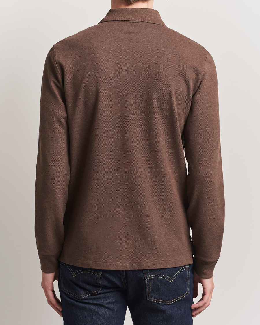 Herre | Pikéer | Polo Ralph Lauren | Custom Slim Fit Long Sleeve Polo Nutmeg Brown Heather