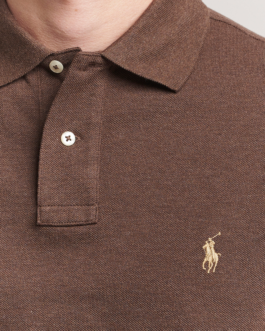 Herre | Pikéer | Polo Ralph Lauren | Custom Slim Fit Long Sleeve Polo Nutmeg Brown Heather