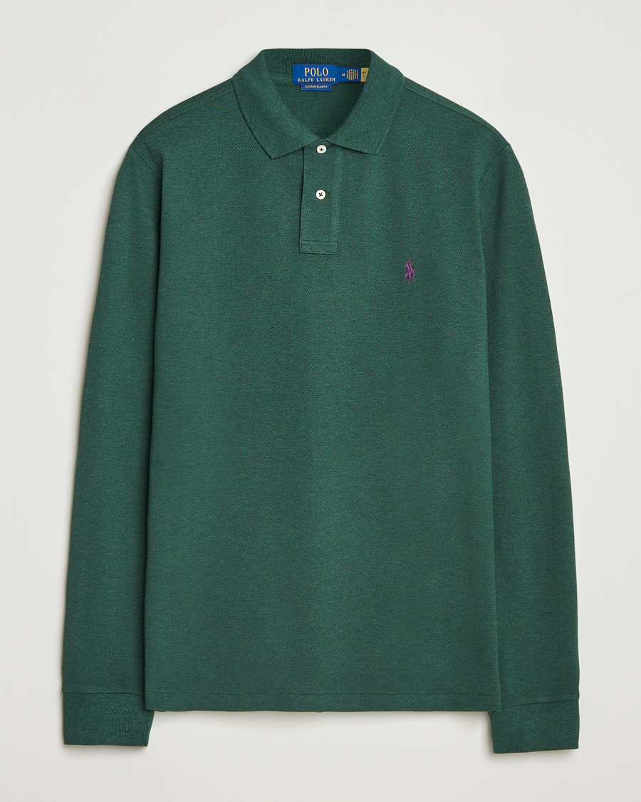 Herre | Pikéer | Polo Ralph Lauren | Custom Slim Fit Long Sleeve Polo Scotch Pine Heather
