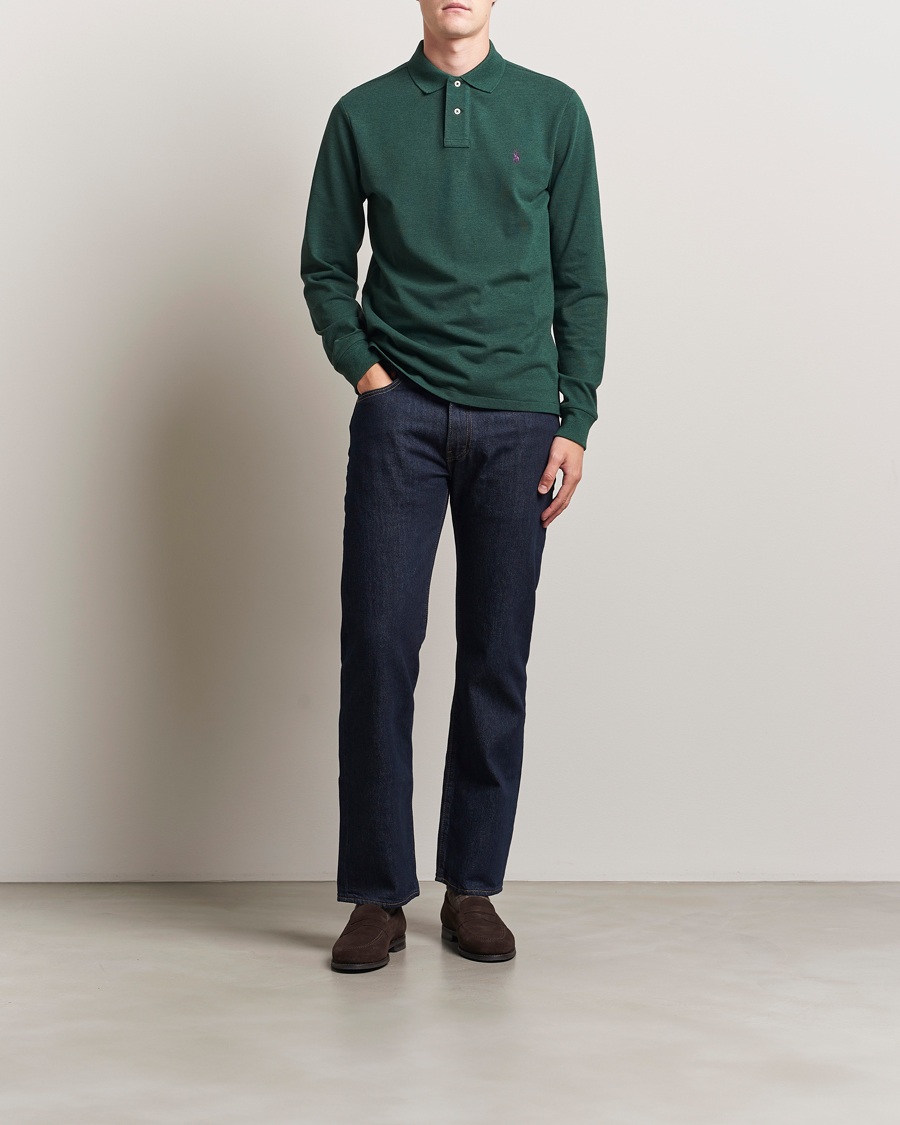Herre | Pikéer | Polo Ralph Lauren | Custom Slim Fit Long Sleeve Polo Scotch Pine Heather