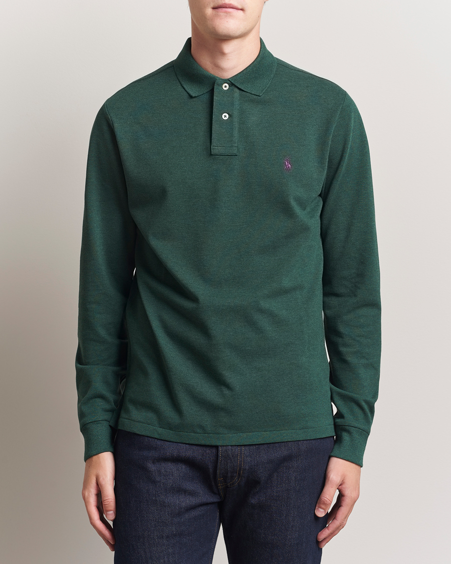 Herre | Pikéer | Polo Ralph Lauren | Custom Slim Fit Long Sleeve Polo Scotch Pine Heather