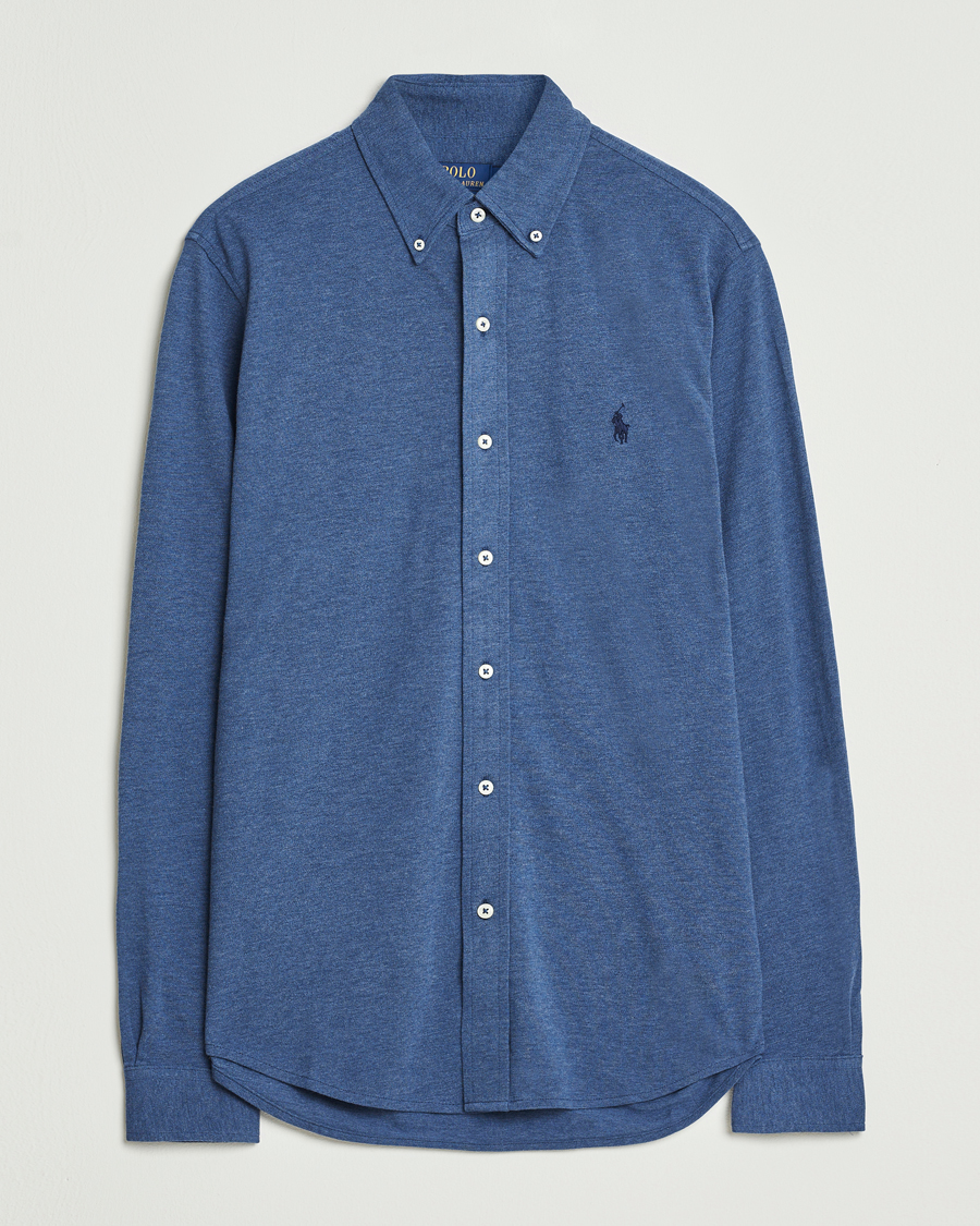 Herre | Skjorter | Polo Ralph Lauren | Featherweight Mesh Shirt Derby Blue Heather