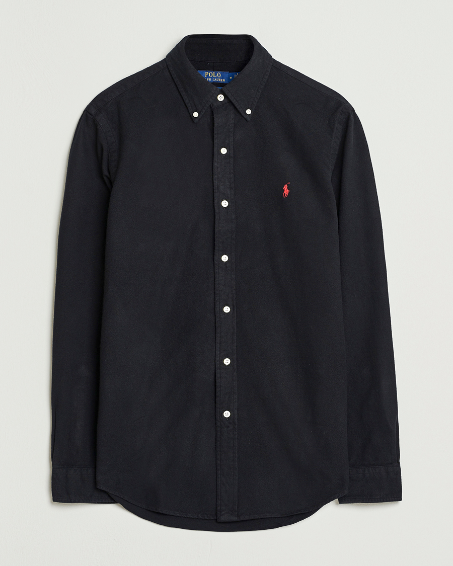 Herre | Skjorter | Polo Ralph Lauren | Custom Fit Brushed Flannel Shirt Polo Black
