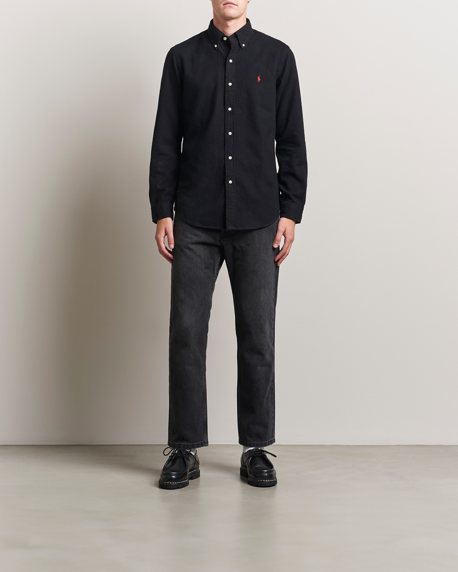 Herre | Skjorter | Polo Ralph Lauren | Custom Fit Brushed Flannel Shirt Polo Black