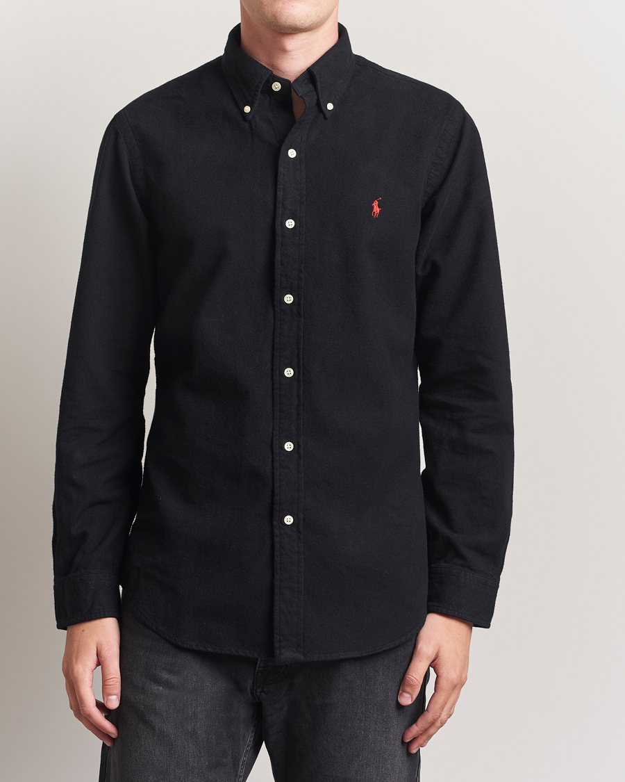 Herre | Skjorter | Polo Ralph Lauren | Custom Fit Brushed Flannel Shirt Polo Black