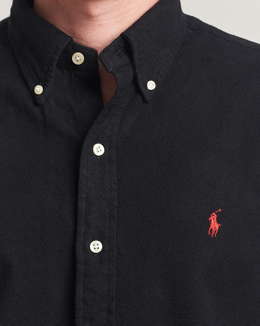 Herre | Skjorter | Polo Ralph Lauren | Custom Fit Brushed Flannel Shirt Polo Black