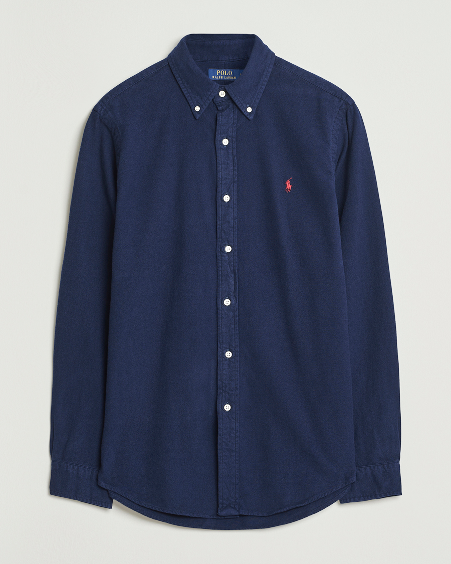 Herre | Skjorter | Polo Ralph Lauren | Custom Fit Brushed Flannel Shirt Newport Navy