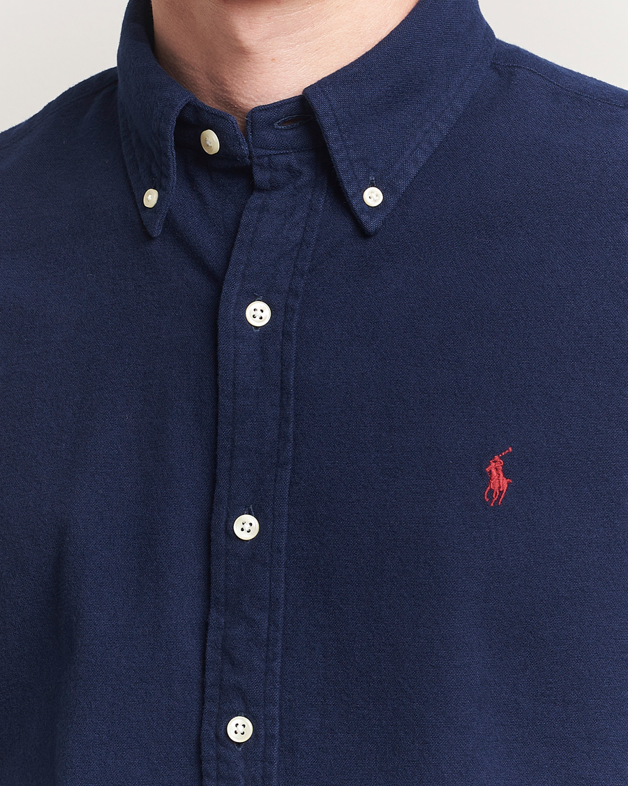 Herre | Skjorter | Polo Ralph Lauren | Custom Fit Brushed Flannel Shirt Newport Navy
