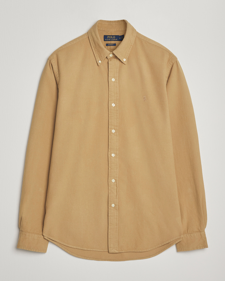 Herre | Skjorter | Polo Ralph Lauren | Custom Fit Brushed Flannel Shirt RL Khaki