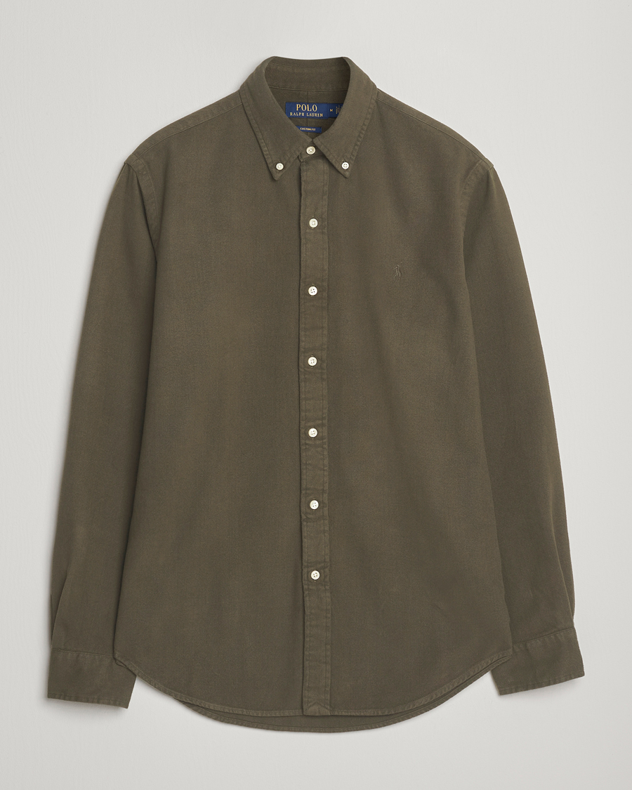 Herre | Skjorter | Polo Ralph Lauren | Custom Fit Brushed Flannel Shirt Ranger Green