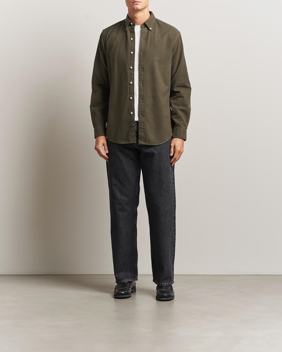 Herre | Skjorter | Polo Ralph Lauren | Custom Fit Brushed Flannel Shirt Ranger Green
