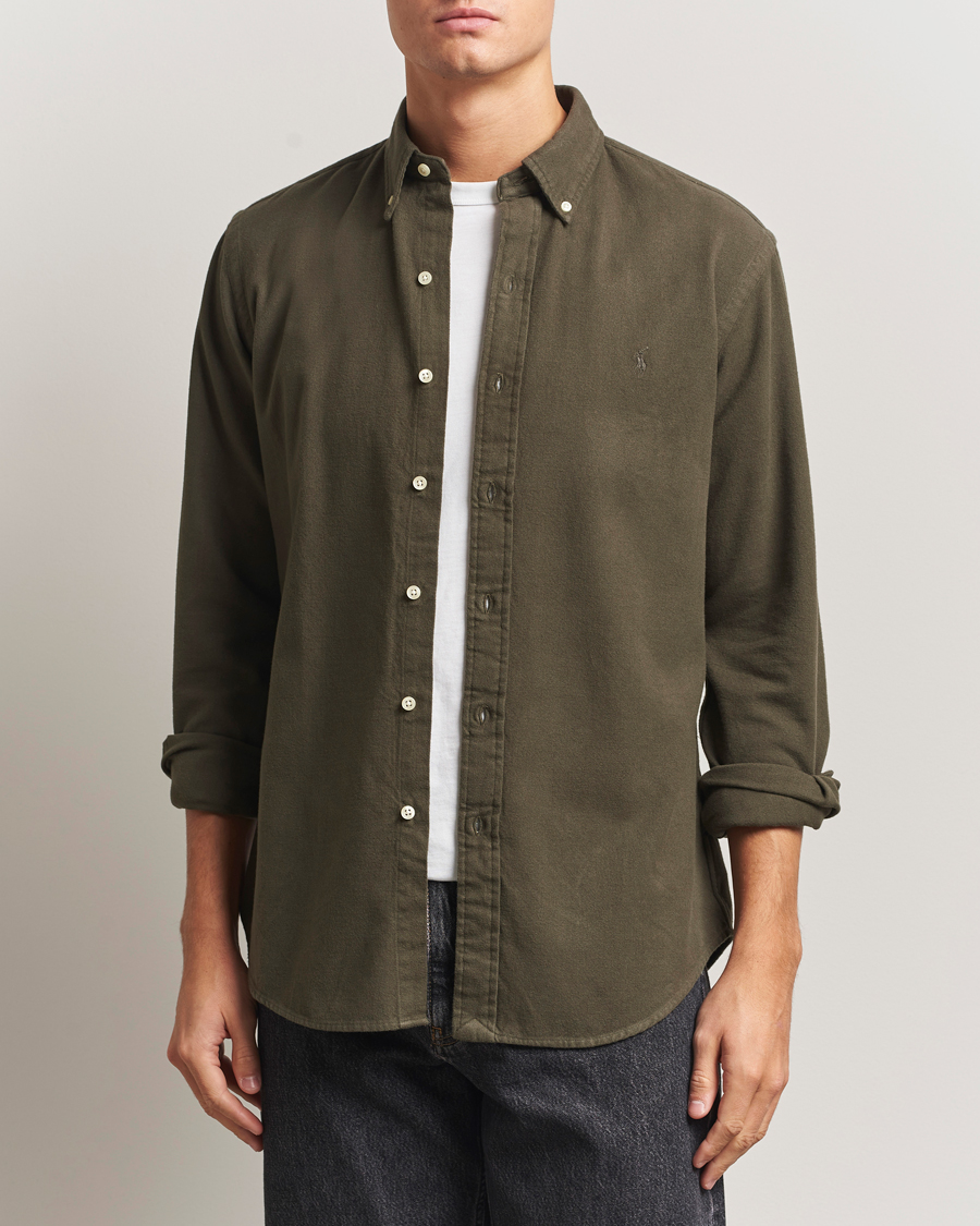 Herre | Skjorter | Polo Ralph Lauren | Custom Fit Brushed Flannel Shirt Ranger Green