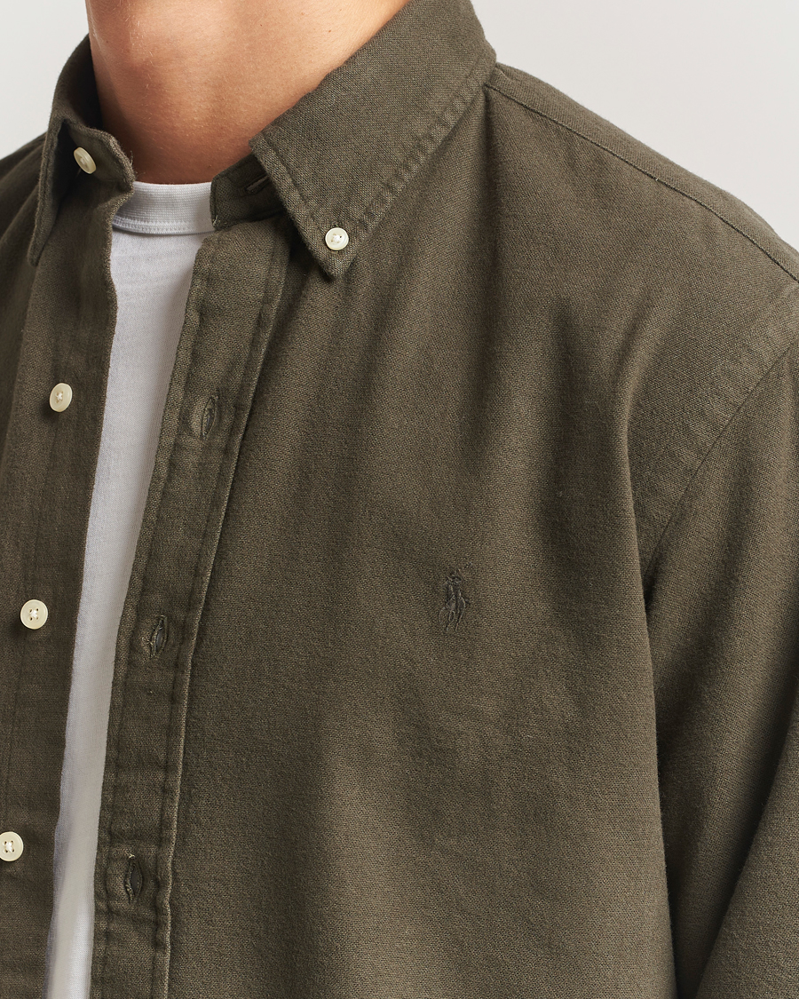 Herre | Skjorter | Polo Ralph Lauren | Custom Fit Brushed Flannel Shirt Ranger Green