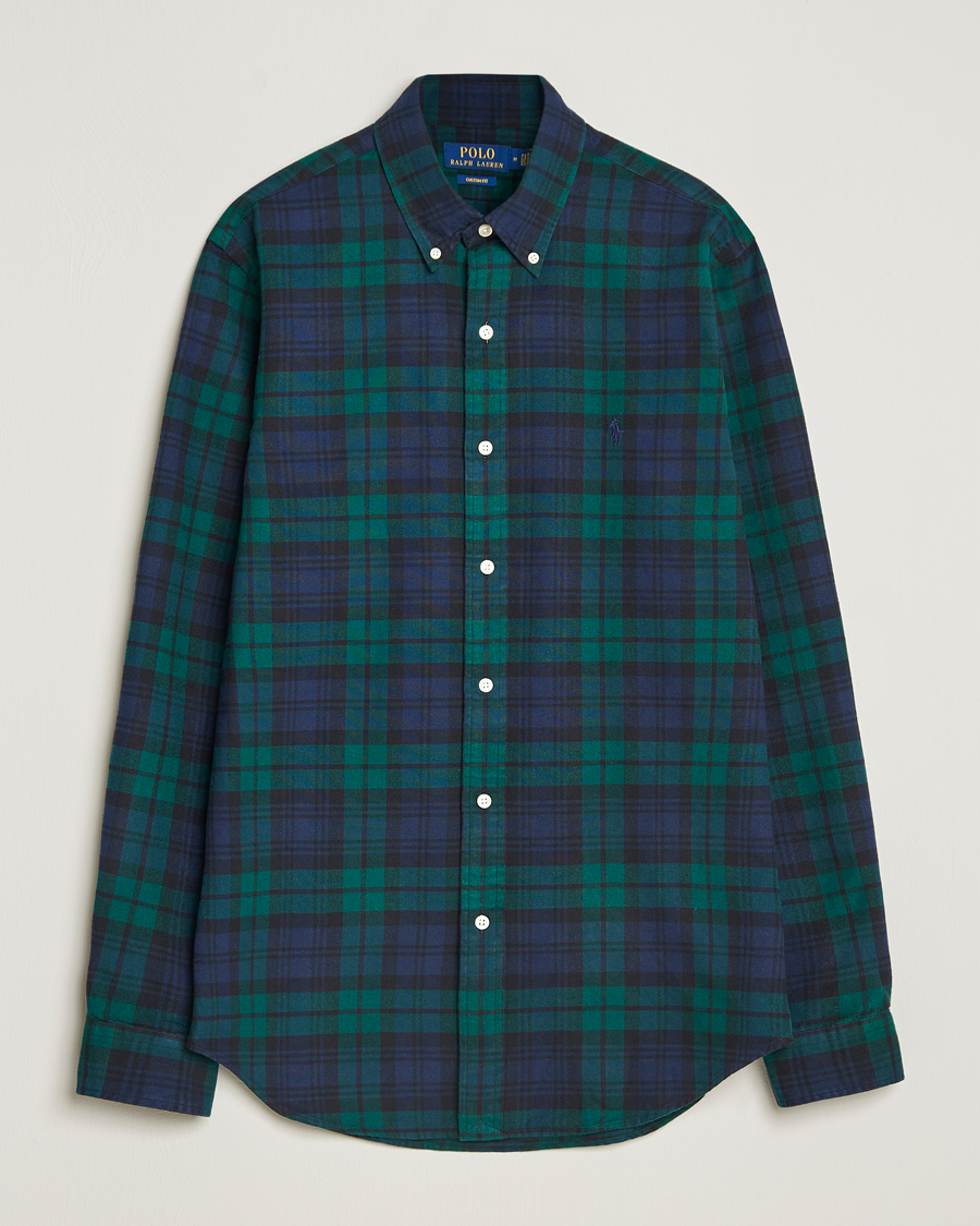 Herre | Skjorter | Polo Ralph Lauren | Custom Fit Brushed Flannel Checked Shirt Navy/Green