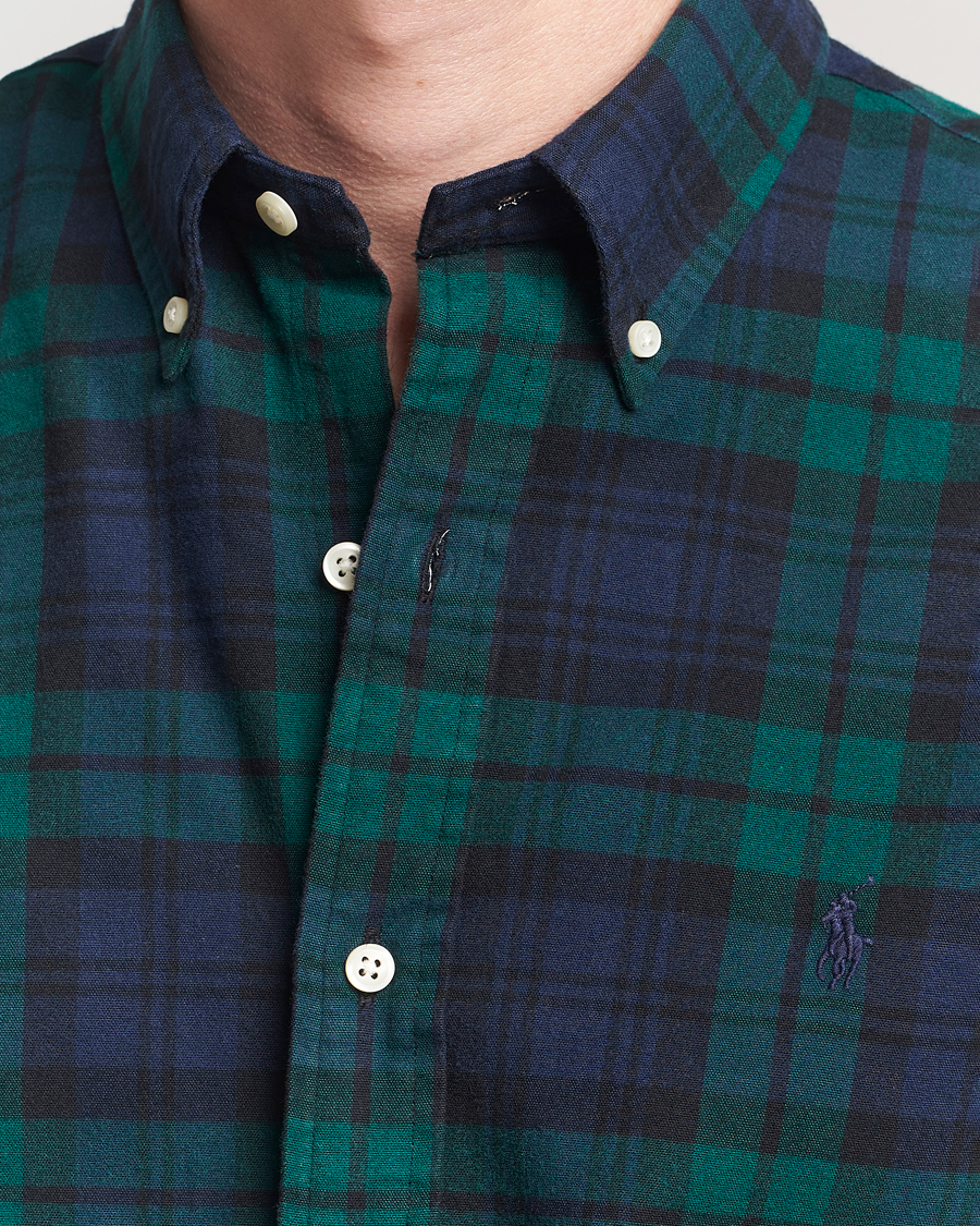 Herre | Skjorter | Polo Ralph Lauren | Custom Fit Brushed Flannel Checked Shirt Navy/Green