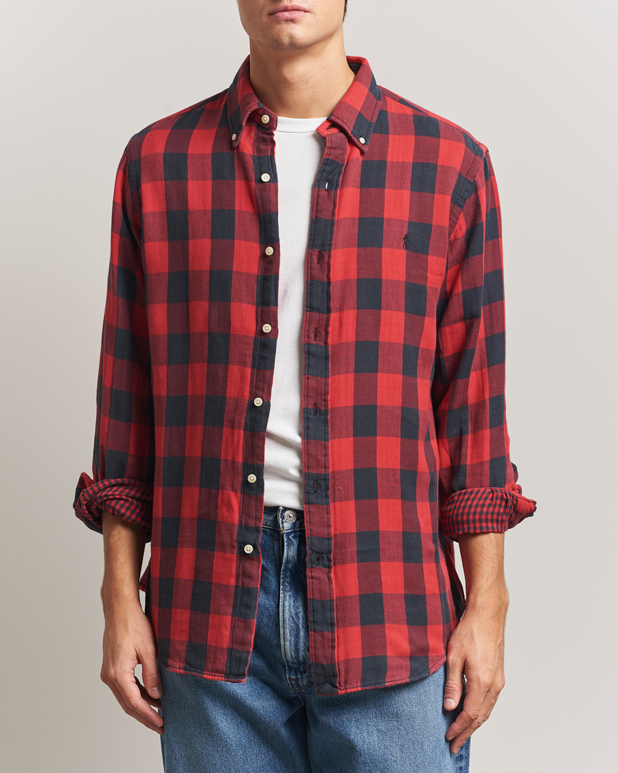 Herre | Skjorter | Polo Ralph Lauren | Custom Fit Double Faced Checked Shirt Red/Black