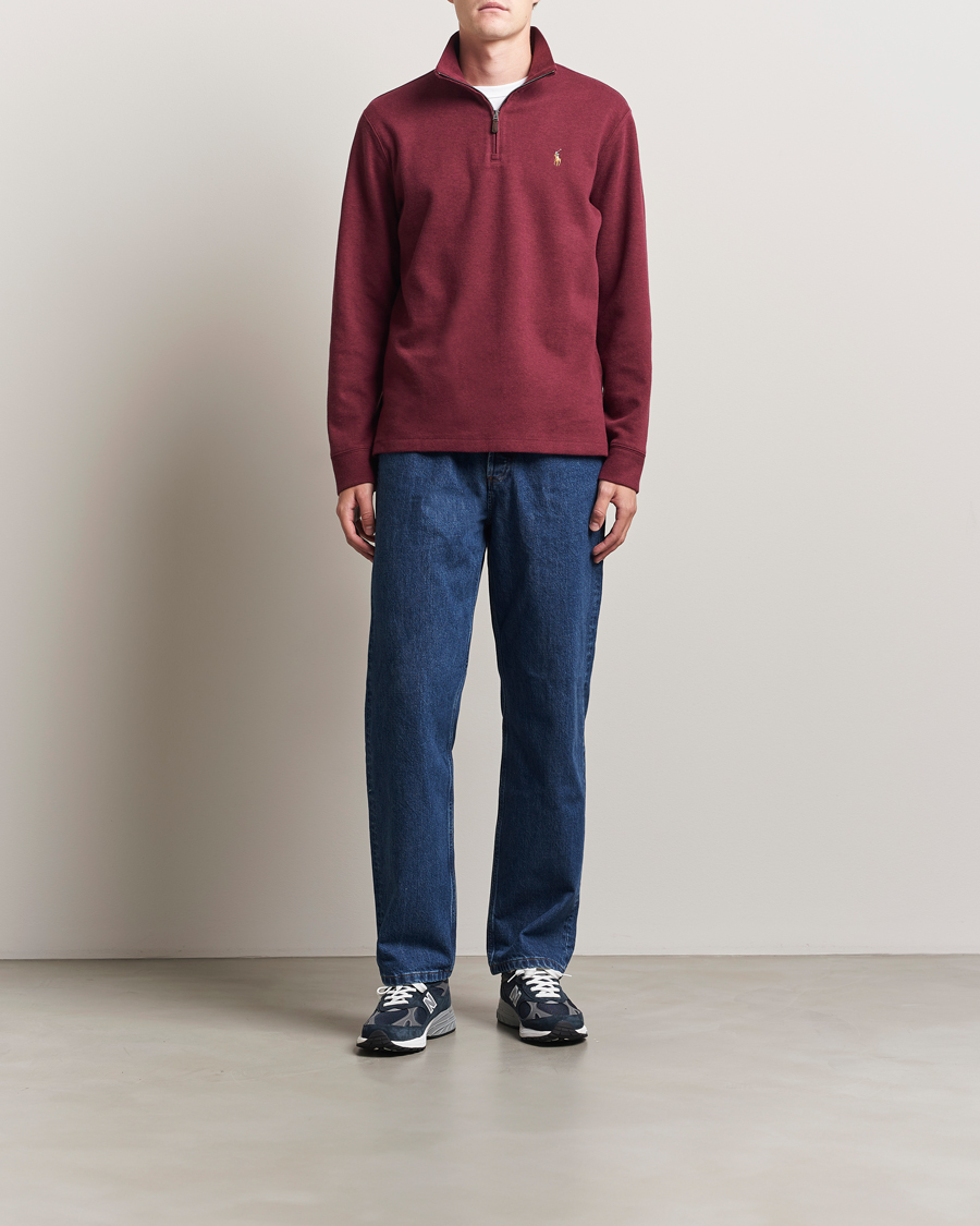 Herre | Gensere | Polo Ralph Lauren | Double Knit Jaquard Half Zip Sweater Wine Heather